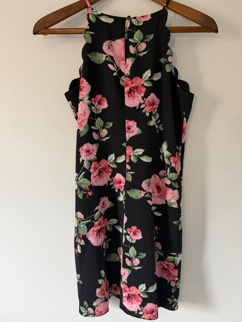 Iz Byer Black and Pink Rose Mini Dress with Floral Date Night Wedding Guest - Picture 4 of 8